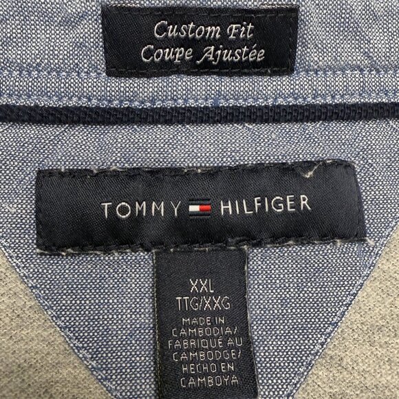 Men's TOMMY HILFIGER Custom Fit Knit Polo w/Lettering Gray Shirt- Size XXL - Picture 8 of 10